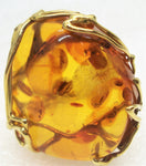 Amber stone details of the natural amber ring
